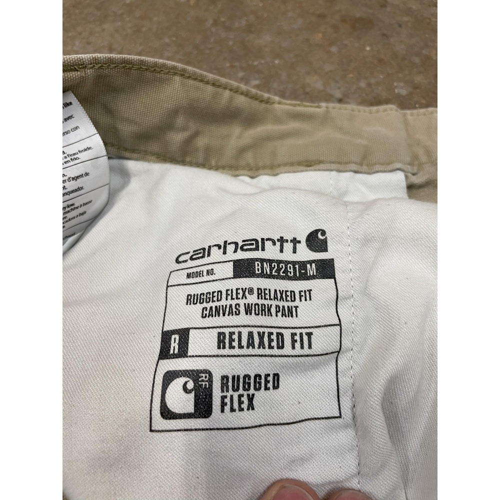 Carhartt Rugged Flex Canvas Work Pants Mens 34x34 Khaki‎ Tan Relaxed Fit 102291 - Picture 8 of 16